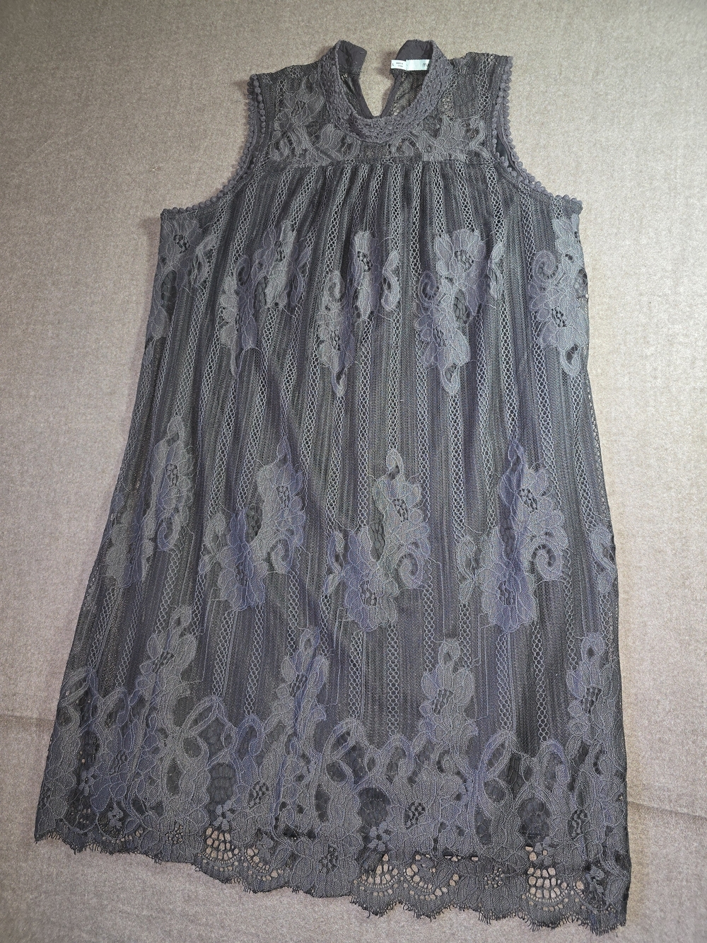 Maurices Gray Sleeveless High Neck Lace Overlay Dress Womens Large